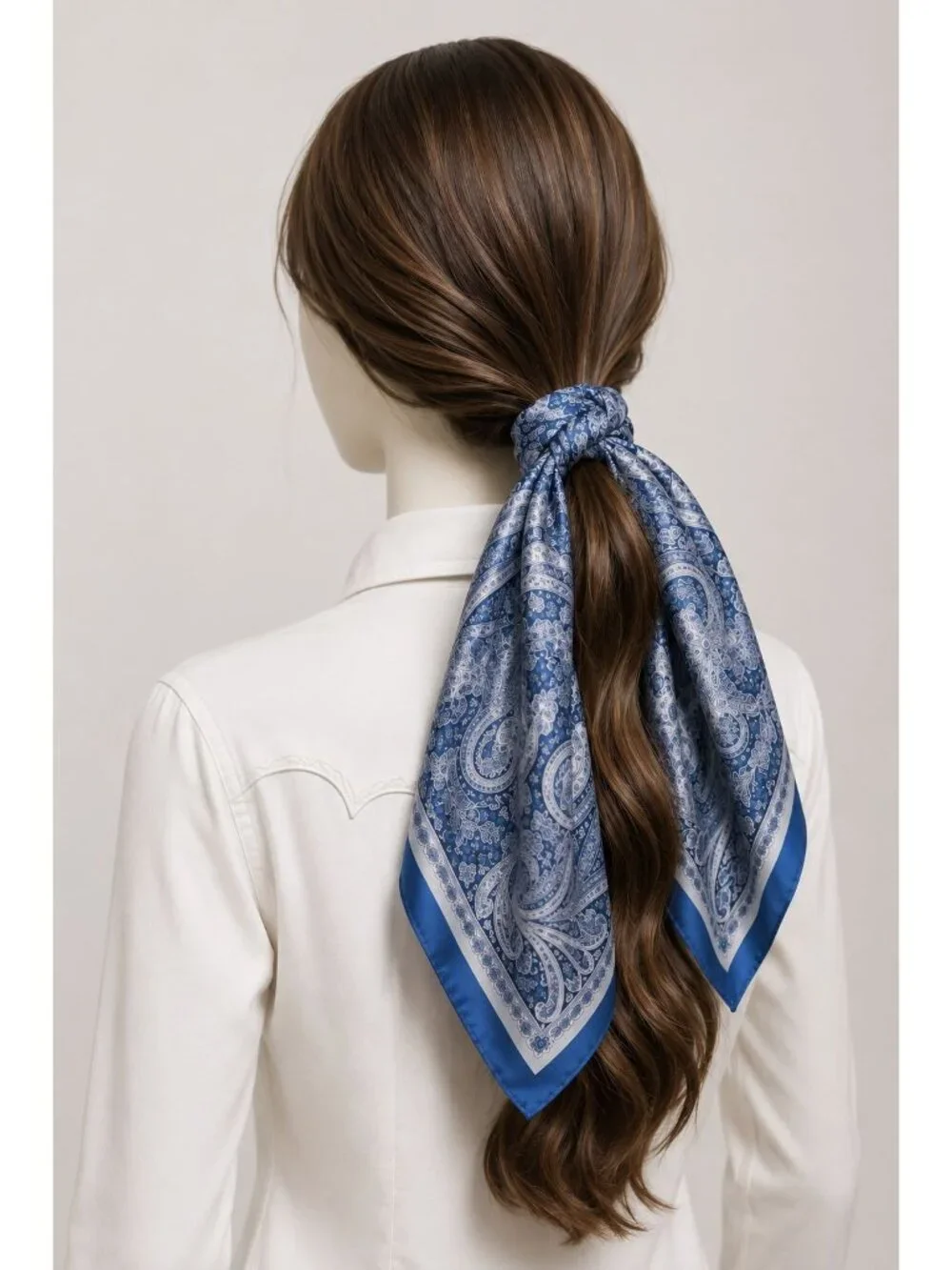 Navy Paisley Satin Scarf 27x27 Wild Rag Western Cowboy Cowgirl Fashion Scarf